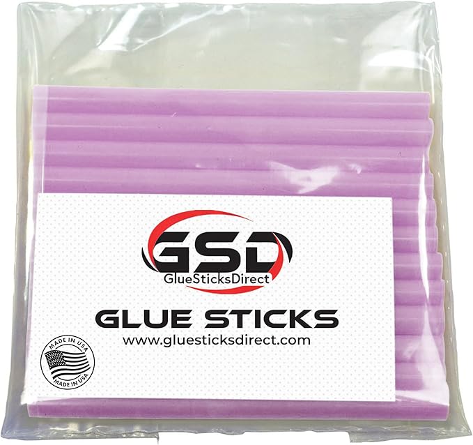 GlueSticksDirect Mini Size Hot Melt Glue Sticks for Glue Gun - Bulk 4in Lavender Glue Sticks - Great for Art Craft Repairs & Compatible w/Most Glue Guns - 5/16" X 4" (24 Sticks) - Made in USA
