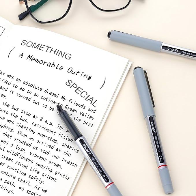 EYEYE Blue Rollerball Pens 12 Pack 0.7mm Medium Point Fine Tip Smooth Writing Pens Quick Dry Liquid Ink Pens for Journaling Note Taking Office School Supplies