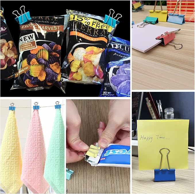 Binder Clips 24 PCS,1.6 in. Clips Office Supplies, Metal Clips, Binder Clip, Paper Clamps, Office Clips, Paper Binder Clips FXJHUDH
