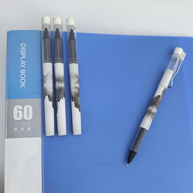 Fengtaiyuan LQB05P6 Straight Liquid Ballpoint Pen - Black Ink, 0.5mm Bullet Head, Smooth Writing, 6 Count (BlackLQB05P6)