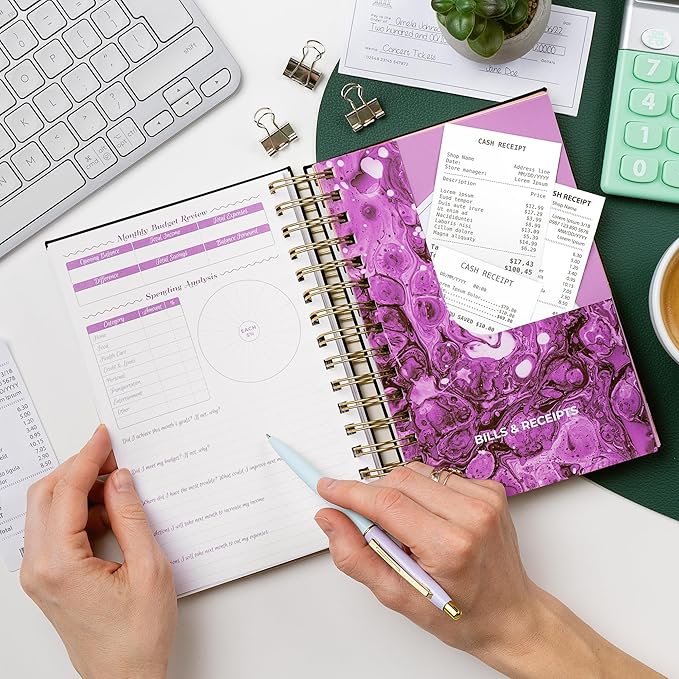 GoGirl Budget Planner & Monthly Bill Organizer – Monthly Financial Book with Pockets. Expense Tracker Notebook Journal, Compact (Black)