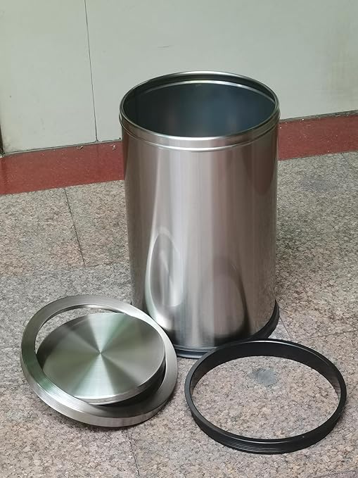 Brushed Gold Bathroom Trash Can with Swing Lid 4.7Gallon,Stainess Steel Garbage Can Trash Bin Wastebaskets for Kitchen,Office,Bedroom (Silver, 4.7 Gallon)