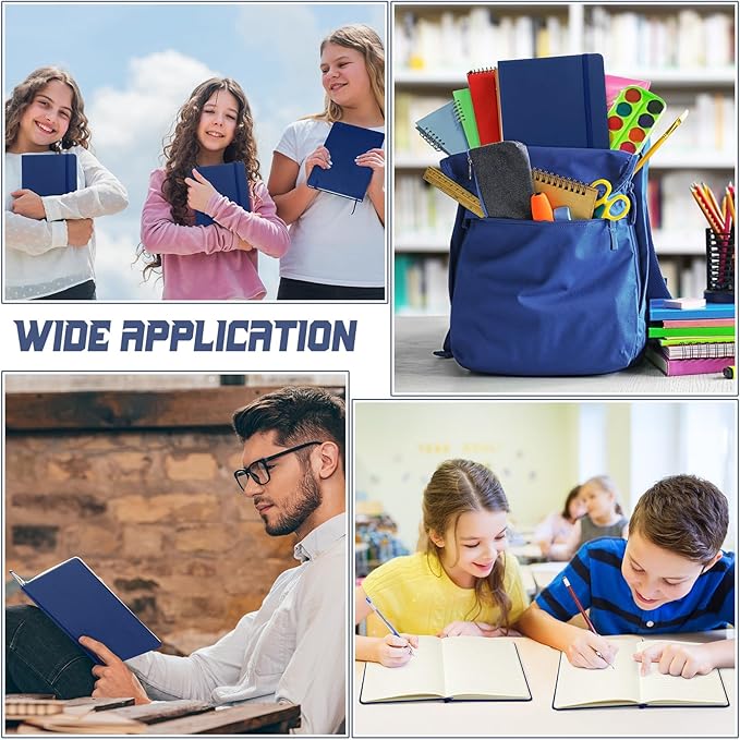 Honoson 20 Pack Lined Journal Notebooks A5 Hardcover Executive Notebook 5.5" x 8.3" PU Leather Wide Ruled Journals Bulk with Elastic Band for Home Business Office School Supplies(Navy)