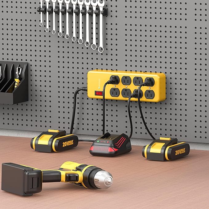 Heavy Duty Power Strip,Industrial Heavy Metal Case Surge Protector,8 AC Outlets,15Amp,2700 Joules,Protected' Indicator,14 Gauge Cord (Yellow, 6FT Length)