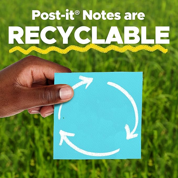 Post-it Super Sticky Notes, 2x2 in, 10 Pads, 2x the Sticking Power, Canary Yellow, Recyclable (622-10SSCY) (Pack of 2)