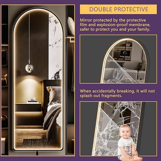 Hasipu 56" x 16" Led Mirror - Full Length, Wall Mounted with Lights & 3 Color Modes