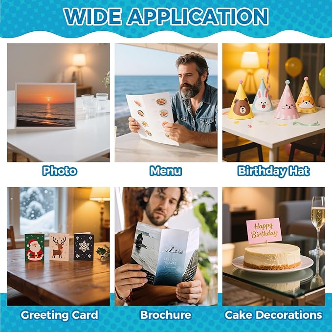 Glossy Photo Paper for Printer - 20 Sheets 8.3 x 11.7 In Inkjet Photo Printer Paper, Instant Dry Single-sided Printing Picture Paper for DIY Picture Wall, Greeting Card, Menu, Brochure, Decors