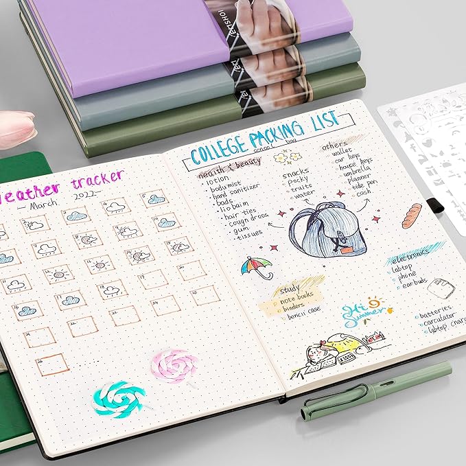 EMSHOI Leather Journal - 8.5"x11" Hardcover Bullet Dotted Notebook for Women & Men, 192-Page A4 Dot Grid Journal with 100 GSM Thick Paper, Ideal for Writing, Work & Creative Planning (Green)