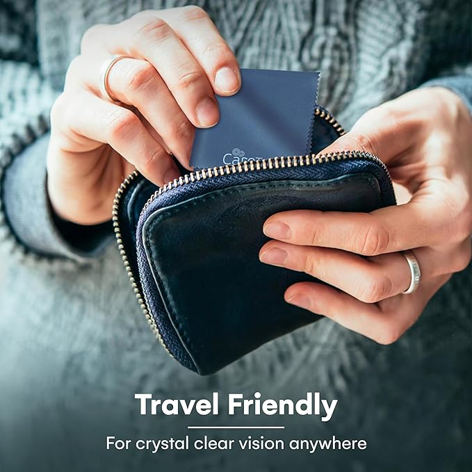 Care Touch Eyeglass Cleaning Cloth - 12 Pack of Microfiber Cleaning Cloth for Glasses, Lenses, Phones and Screens - Large, Lint-Free, Reusable and Scratch-Free - 6 x 7 Inches - Navy