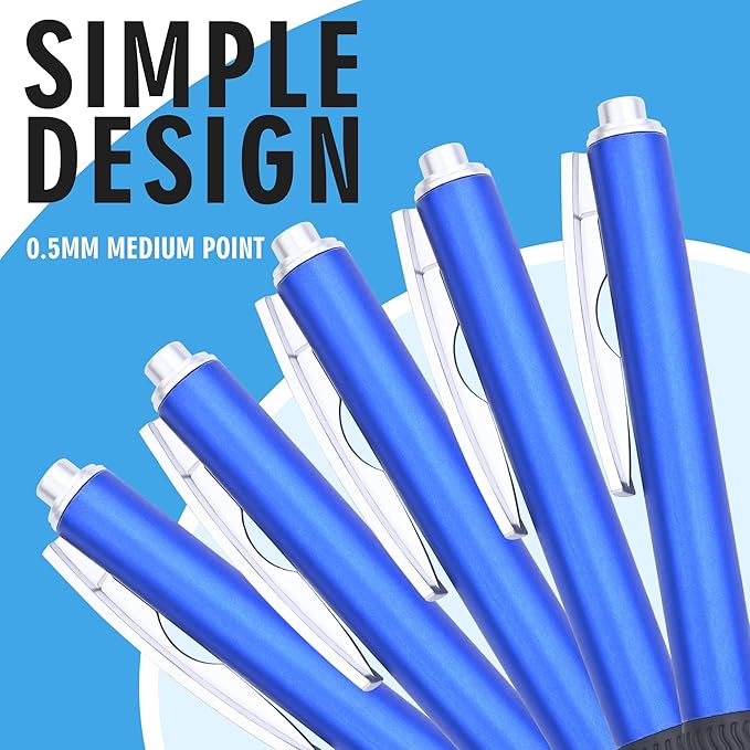 Bulk Gel Pens,50pcs Black ink Gel Pens.Wholesale Retractable Ballpoint Pen,0.5mm Fine Tip for School,Office, Nurses Notes Office Supplies(Blue body)