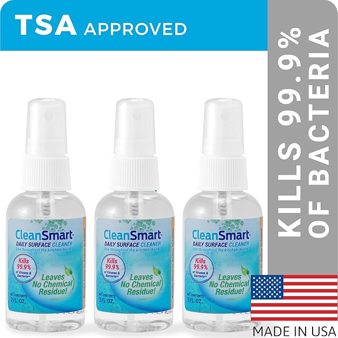 CleanSmart To Go Disinfectant Kills 99.9% of Viruses, TSA-Approved for Safe Travel, 2 oz Bottle (Pack of 3)