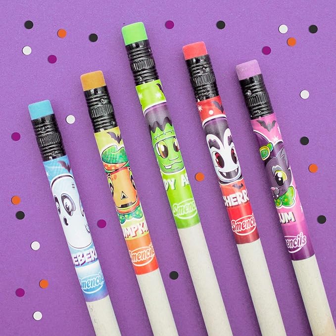 Halloween Smencils Cylinder - HB #2 Scented Smelly Pencils, 50 Count - Gifts for Kids, Party Favors, Classroom Rewards
