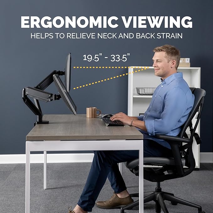 Fellowes Platinum Series Dual Monitor Arm for 40-Inch Monitors, Full Motion, 360° Rotation, VESA Mount with Grommet or Clamp, USB Ports, Ergonomic, Black, 8042501