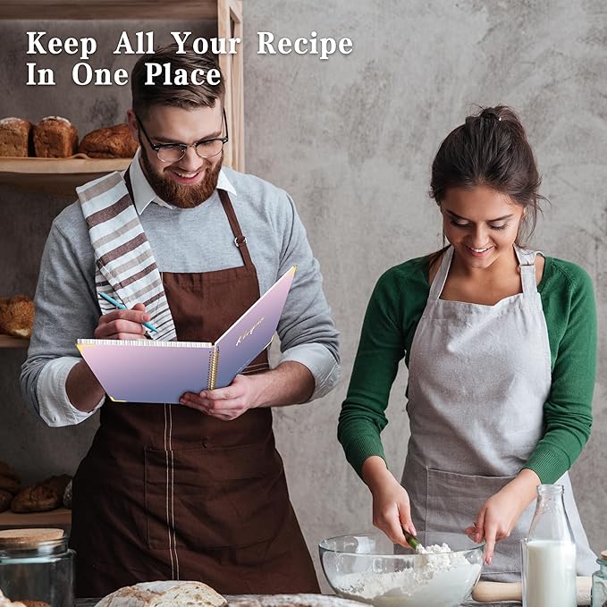 Blank Recipe Book to Write in Your Own Recipes, Blank Cookbook with 175 Pages for Family Cooking Lover, Recipe Notebook with Tab Sticker Sheets, Recipe Journal, Hardcover, 7.5" x 9.5"