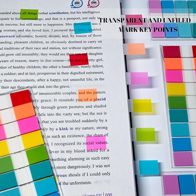 Ericter 1080 Pcs Sticky Tabs for Books, 9 Color Repositionable Annotation Page Tabs, Writable Index Flags for Notebooks, Organizing Study Office Supplies