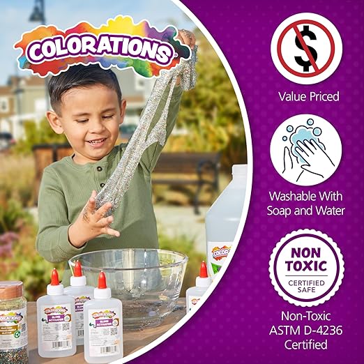 Colorations Washable Clear Glue, 1 Gallon, Dries Clear, Gluing, Crafts, School Glue, Home Glue, Office Glue, Craft Projects, Washable Glue, Non Toxic Glue, Homeschool, Home School Use