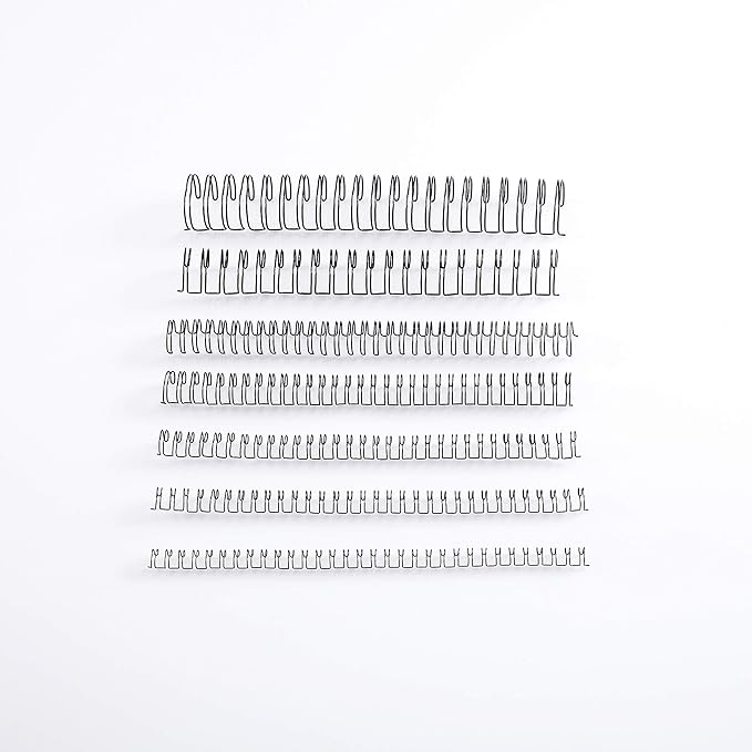 BNC Double Loop Wire Binding Rings Letter Size 3:1 Loops 32 Holes Black Color Pack of 100 (1/2 Inches)