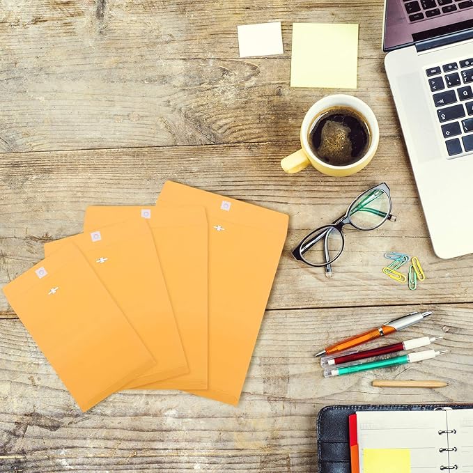 Frienda 4 Sizes Clasp Envelopes Kraft Paper Catalog Clasp Envelope with Closure for Filing, Storing or Mailing Documents, 50 Pieces(6 x 9 In, 9 x 12 In, 10 x 13 In, 12 x 15.5 In,Yellow)