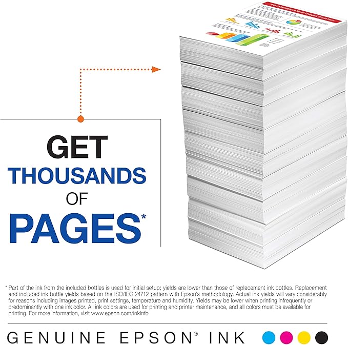 Epson EcoTank Pro ET-5850 Wireless Color All-in-One Supertank Printer, White & T522 EcoTank Ink Ultra-high Capacity Bottle Color Combo Pack (T522520-S)