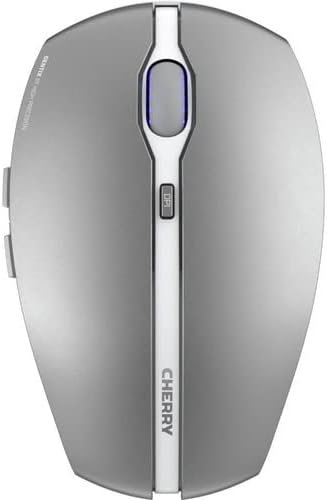 Cherry GENTIX BT Wireless Bluetooth Mouse, Multi-Device Function for up to 3 Devices, Switchable Resolution (1000/2000 DPI), 7 Buttons and Scroll Wheel, Battery Operated, Black (Frosted Silver)