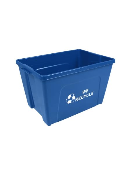 Curbside 18 Gallon Blue Recycling Bin for Homes or Businesses for Curbside Recycling - Single Unit - Blue