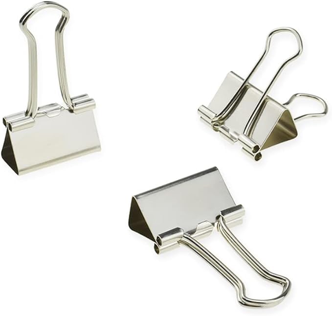 HAHIYO Binder Clips Paper Clamps Spring Steel Sturdy Small 0.75 inches Width 0.2 Inch Capacity No Sharp Edges Heavy Duty Tight Grip Reusable Silver Metal Bright Finish for Home Office School 30 Pack