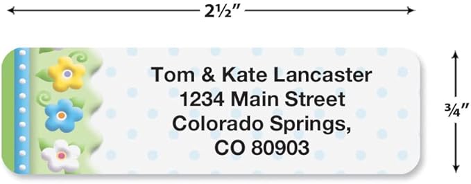 Colorful Images Frosting Flowers Rolled Personalized Return Address Mailing Labels with Dispenser, Customize with Name & Shipping Address, 250 ¾” x 2½” Self Adhesive, Easy Peel Label Roll
