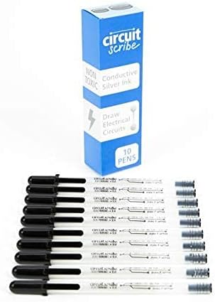 Circuit Scribe Non-Toxic Conductive Ink Pen for Kids Circuit Building Set (10-Pack) | Silver Ink Rollerball Point Pen Kit, Science Experiments, DIY Science Projects (New & Improved Formula)