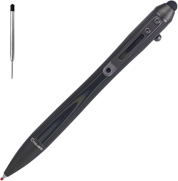Cool Hand 5.7'' Bolt Action Pens, EDC Ballpoint Ink Refillable, Stylus for Touch Screen, G10 Body w/Pocket Clip, Ergonomic Grip, with a Free Refill, 5374-G