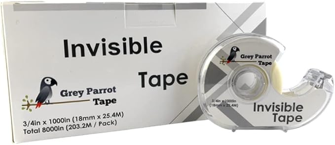 Greyparrot Office Tape Clear Refill Rolls + Dispenser(8 Pack),(3/4” X 1000in/pack). for Craft Jobs, Gift Wrapping, Office Work Glossy Finish, Refillable (8000 inch/Total(Matte)