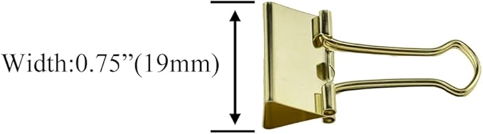 HAHIYO Binder Clips Paper Clamps Spring Steel Sturdy Small 0.75 inches Width 0.2 Inch Capacity No Sharp Edges Heavy Duty Tight Grip Reusable Gold Metal Bright Finish for Home Office School 30 Pack