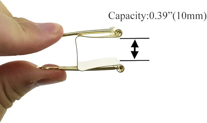 HAHIYO Binder Clips Paper Clamps Spring Steel Sturdy Medium 1.26 inches Width 0.39 Inch Capacity No Sharp Edges Heavy Duty Tight Grip Reusable Gold Metal Bright Finish for Home Office School 13 Pack
