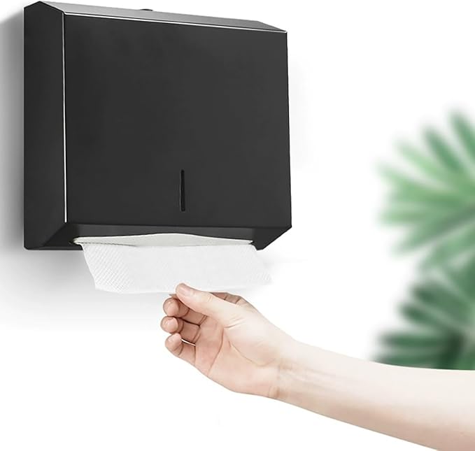 Comercial Paper Towel Dispenser Wall Mount, Stainless Steel Hand Towel Dispenser with Lock, Trifold/C Fold Paper Towel Holder for Bathroom Kitchen Office Public Places, Large Capacity Tissue Holder