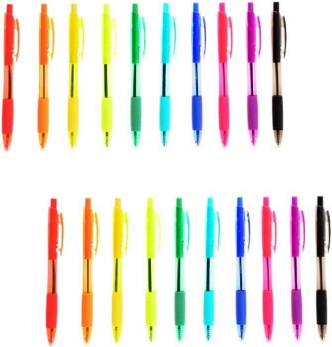 (20) Colorful Ballpoint Pens Assorted Colors Medium Ink Retractable School Office Home Note Taking Journaling Drawing