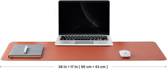 Cork Desk Mat - Dual-Sided Desk Pad for Office and Home - Desk Organization and Accessories - Ideal for Large Mouse Pad and Desk Mats on Top of Desks(Orange,36"x 17")