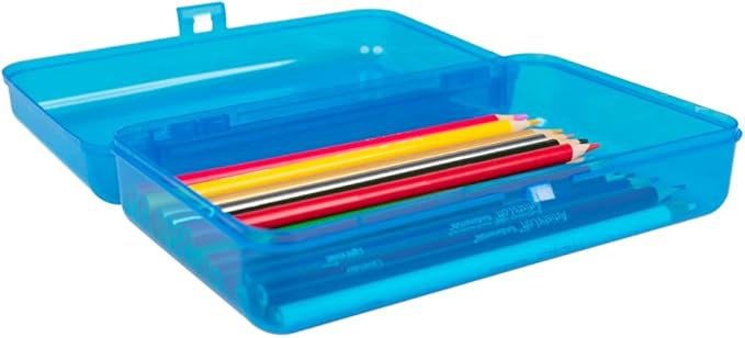 Craft County | Transparent Pencil Box | Colored Utility Box Storage Office Supplies Organizer | Green