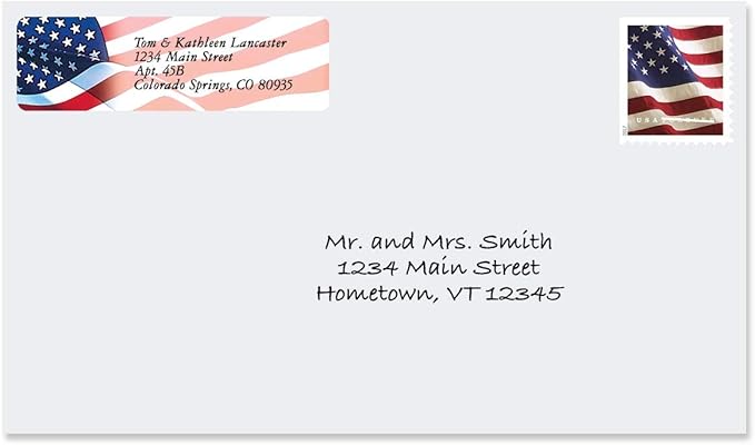 Colorful Images American Glory Patriotic Rolled Personalized Return Address Mailing Labels with Dispenser, Customize with Name & Shipping Address, 500 ¾” x 2½” Self Adhesive, Easy Peel Label Roll