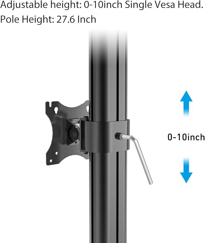 BEWISER Dual Monitor Stand Desk Mount- Vertical Heavy Duty Monitor Riser Fits Two 17 to 49 Inch Screen with Swivel, Tilt, Height Adjustable,weight capacity up to 33 lbs，BL200-B