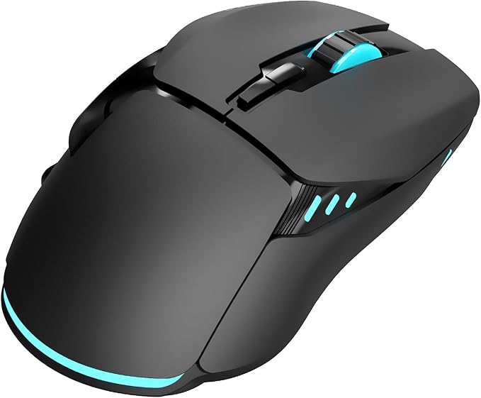 FIRSTBLOOD ONLY GAME. AJ039 2.4G Wireless/Bluetooth 5.1/ Wired Gaming Mouse, 96g Lightweight, 4800 DPI, Ergonomic LED Backlit USB Gamer Mice Computer Laptop PC, for Windows Mac Linux OS, Black