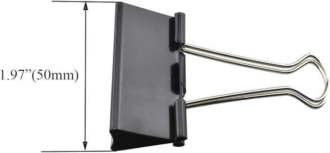 HAHIYO Binder Clips Paper Clamps Spring Steel Sturdy Large 1.97 inches Width 0.74 Inch Capacity No Sharp Edges Heavy Duty Tight Grip Reusable Black Metal Bright Finish for Home Office School 17 Pack