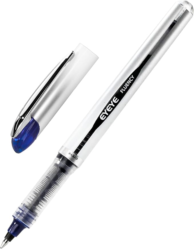 EYEYE Blue Rollerball Pens 0.7mm, 6 Pack Medium Point Roller Ball Pen Quick Dry, Liquid Ink Pen Fine Point Smooth Writing Pens for Journaling, Note Taking, Office, School Supplies