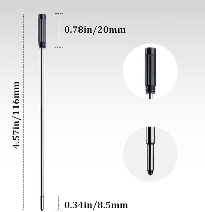 Black Ink Refills (10pcs), Replaceable Pens Refills, 1mm Medium Tip - Black