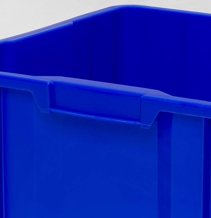 Commercial Industrial Heavy Duty Stackable Open-Front Recycling Bin Box Containers, 7 Gallon, 4 Pack, Blue