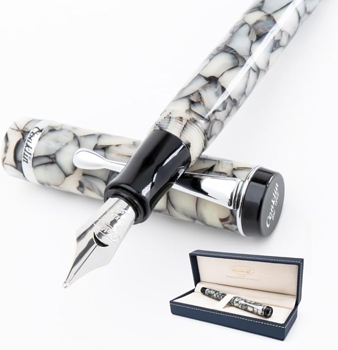 Conklin Duragraph Fountain Pen Cracked Ice - Stub Nib, Elegant Tool for Calligraphy & Signatures
