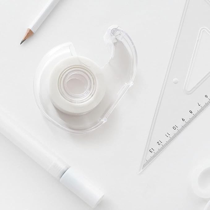 Hand Use Desktop Tape Dispenser, Transparent Plastic Lightweight and Portable Refillable Dispenser for 3/4" Tape, 1 Pack