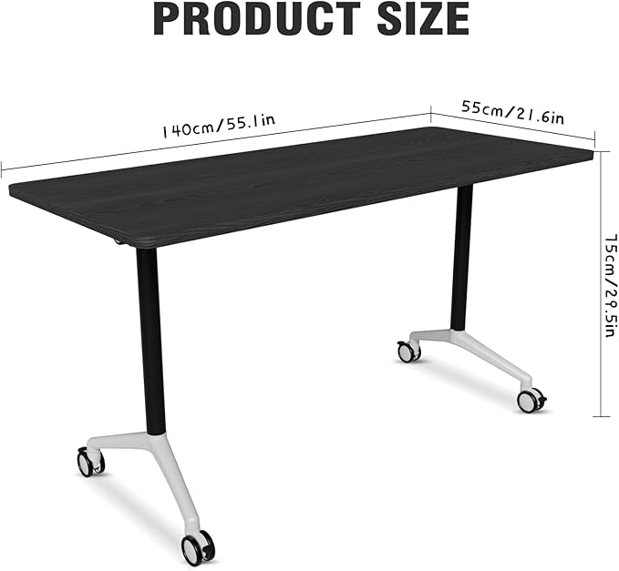 Conference Room Table with Flip-Top Design for Dynamic Meetings, Business Table Computer Desk with Heavy-Duty Frame,Foldable Seminar Meeting Tables for Home Office (6, F, 55.1IN)