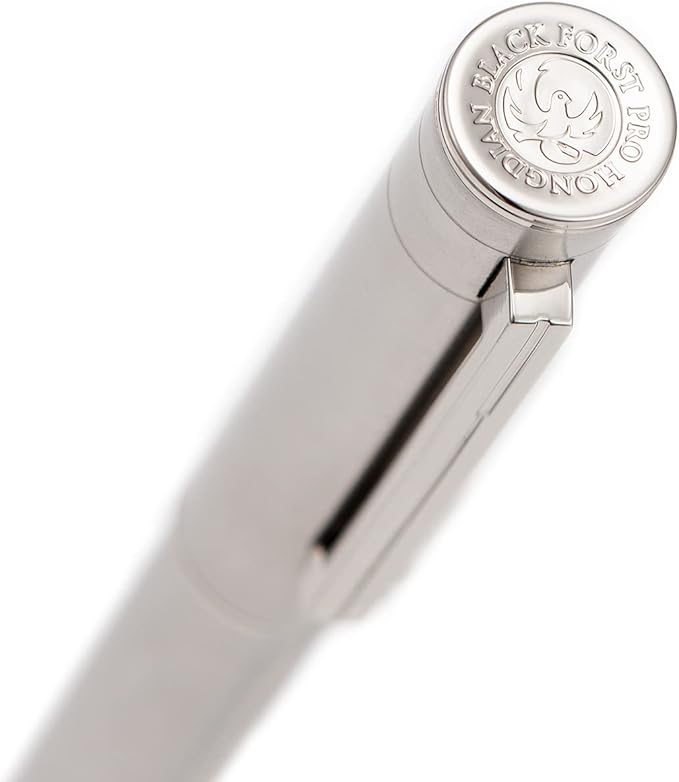 Hongdian 1861 Stainless Steel Fountain Pen Medium Nib, Classic Design Smooth Writing Pen with Converter and Metal Pen Case Set