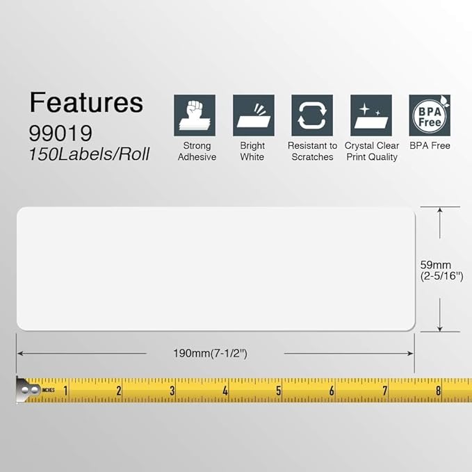 BETCKEY - Compatible DYMO 99019 (2-5/16" x 7-1/2") Large Lever Arch File Labels, Compatible with DYMO Labelwriter 450, 4XL, NOT Fit 550 & 5XL [16 Rolls/2400 Labels]