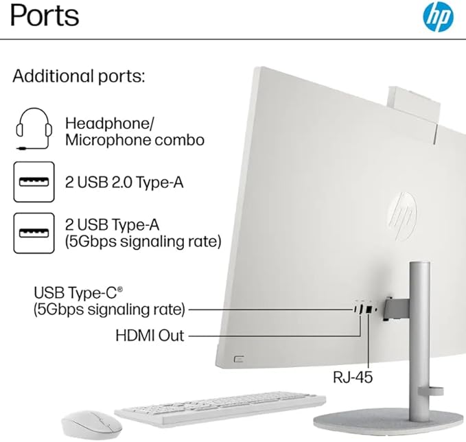 HP 27" FHD All-in-One Computer, 12-Cores Intel Core Ultra 7, 16GB DDR5 RAM 1.5TB Storage (1TB SSD+512GB Docking Station Set), Windows 11 Pro with Microsoft Office Included, White