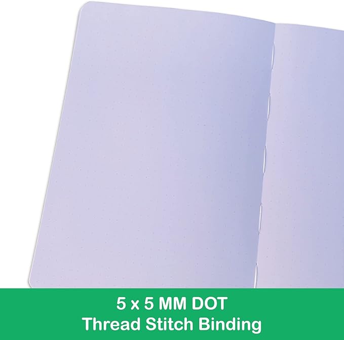 Dotted Notebook Journal 180GSM Bamboo Thick White Paper 160 Pages 5 * 5MM Dot Grid, Lay Flat Binding,Colored Silver Edges, Bookmarks and Expandable Back Pocket (BKP-9)